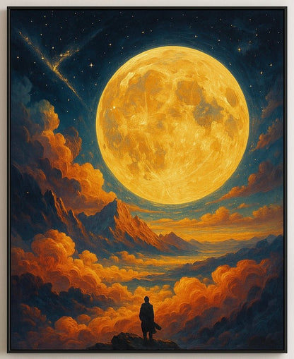 Golden Moonrise Canvas Art Print – Surreal Silhouette Wall Décor - Art Coast | Custom Artwork, Premium Printing & Creative Design Studio