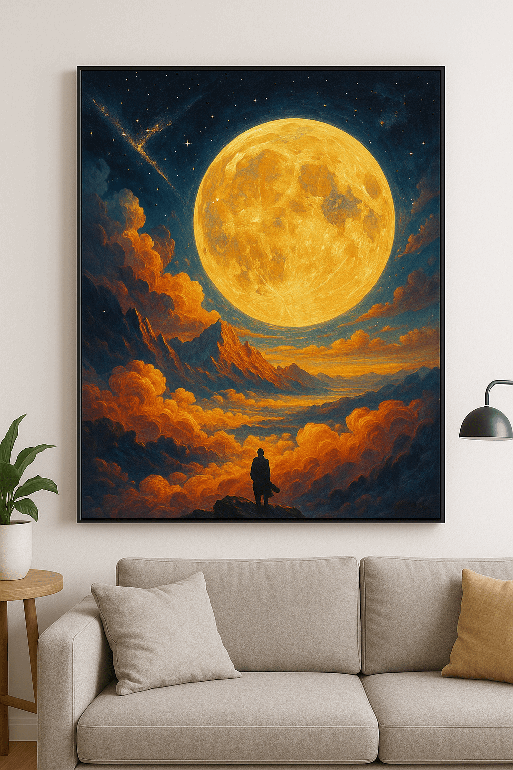Golden Moonrise Canvas Art Print – Surreal Silhouette Wall Décor - Art Coast | Custom Artwork, Premium Printing & Creative Design Studio